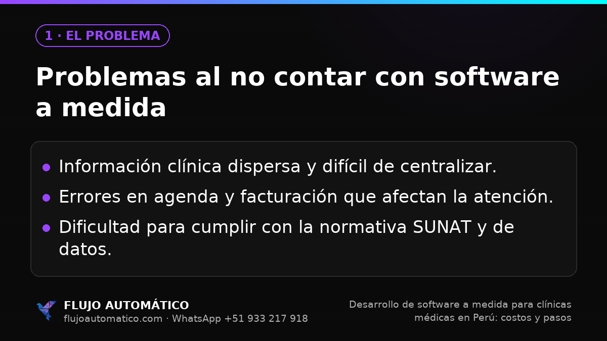 El problema: Problemas al no contar con software a medida