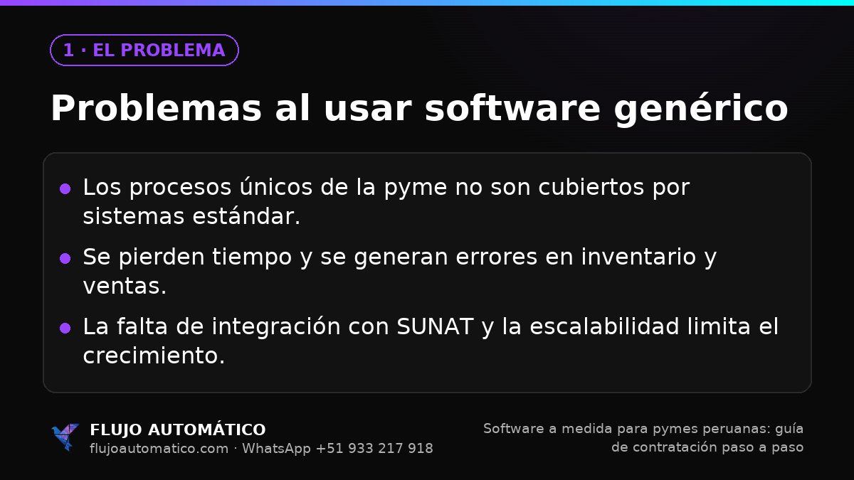 El problema: Problemas al usar software genérico